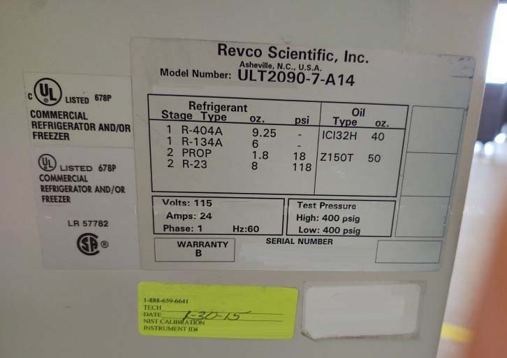Photo Used REVCO ULT 2090-7-A14 For Sale