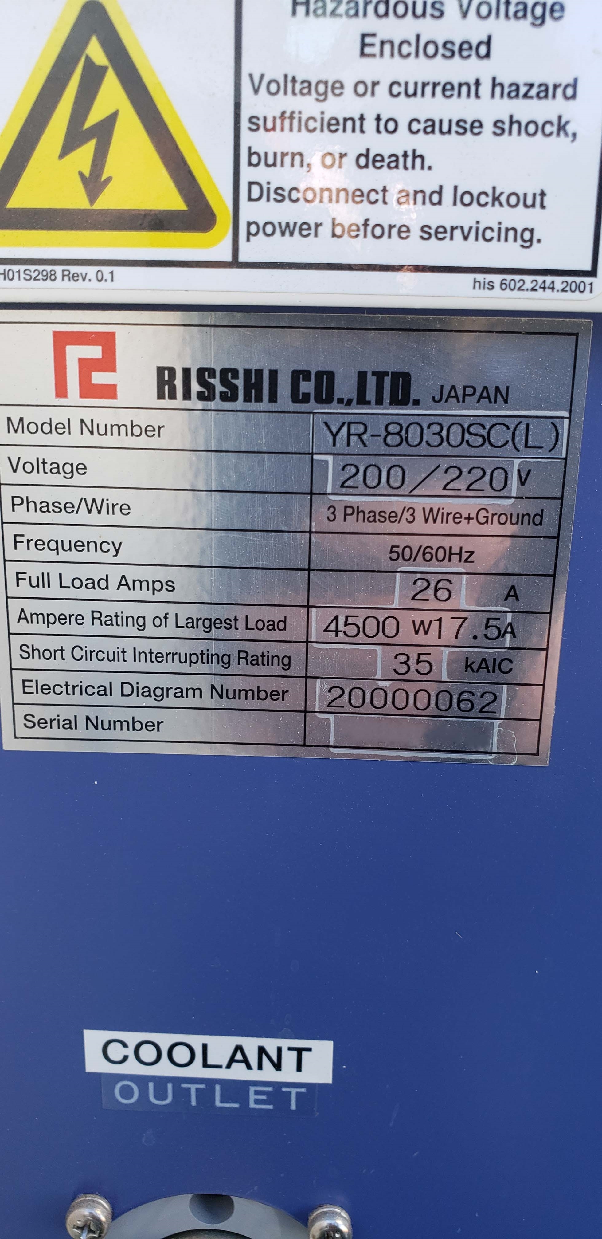 Photo Used RISSHI YR-8020SC(L) For Sale