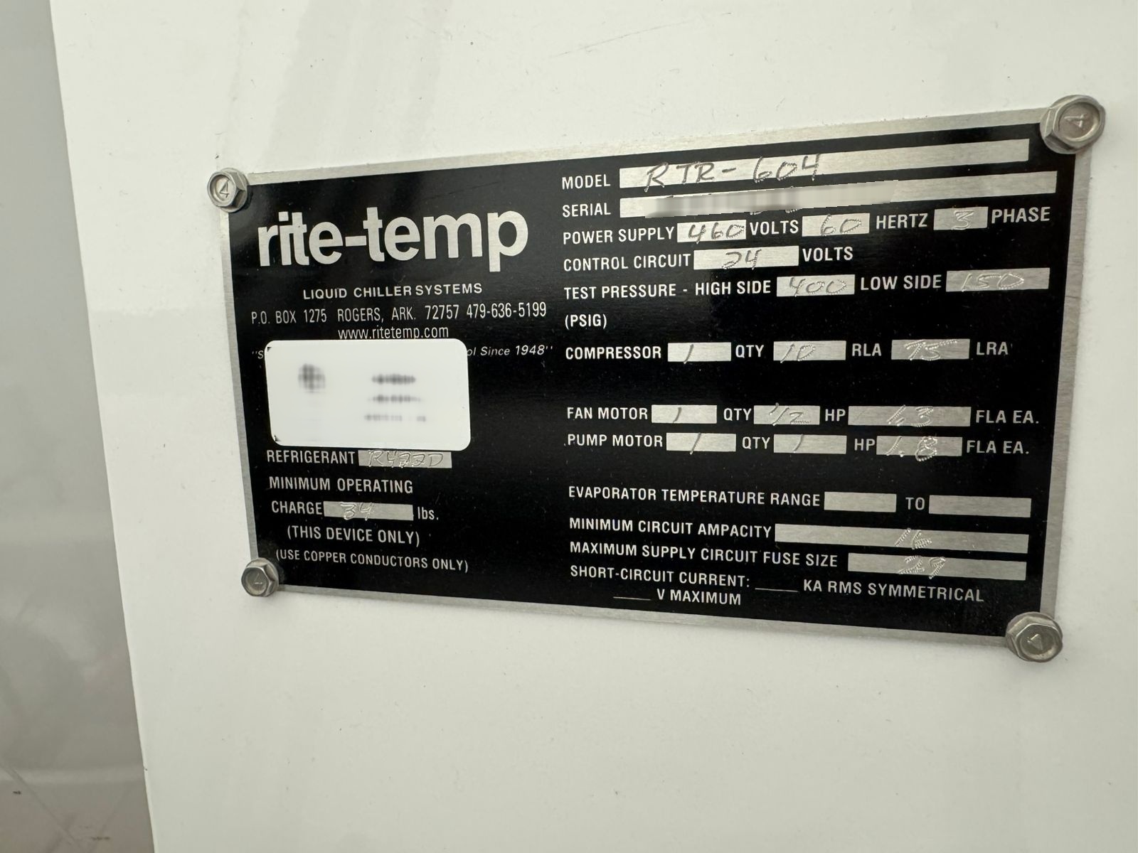 Photo Used RITE-TEMP RTR 604 For Sale