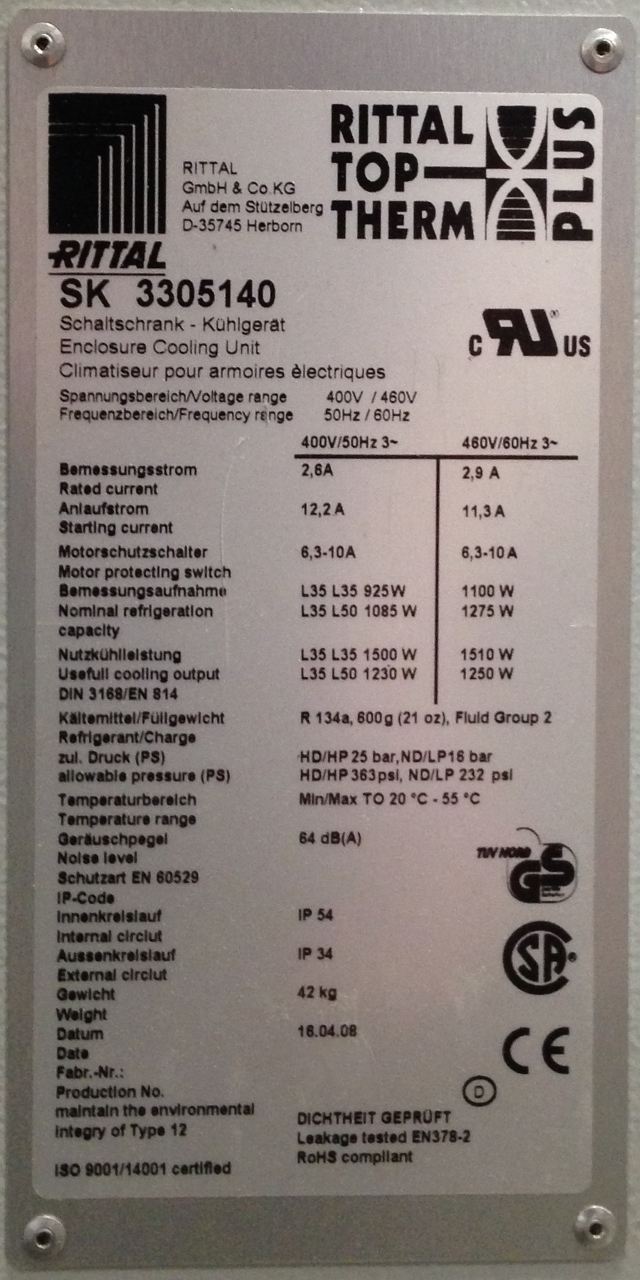 图为 已使用的 RITTAL SK3305-140 待售