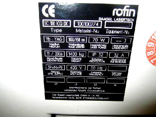 图为 已使用的 ROFIN SINAR SC-100-ICQ-DK 待售