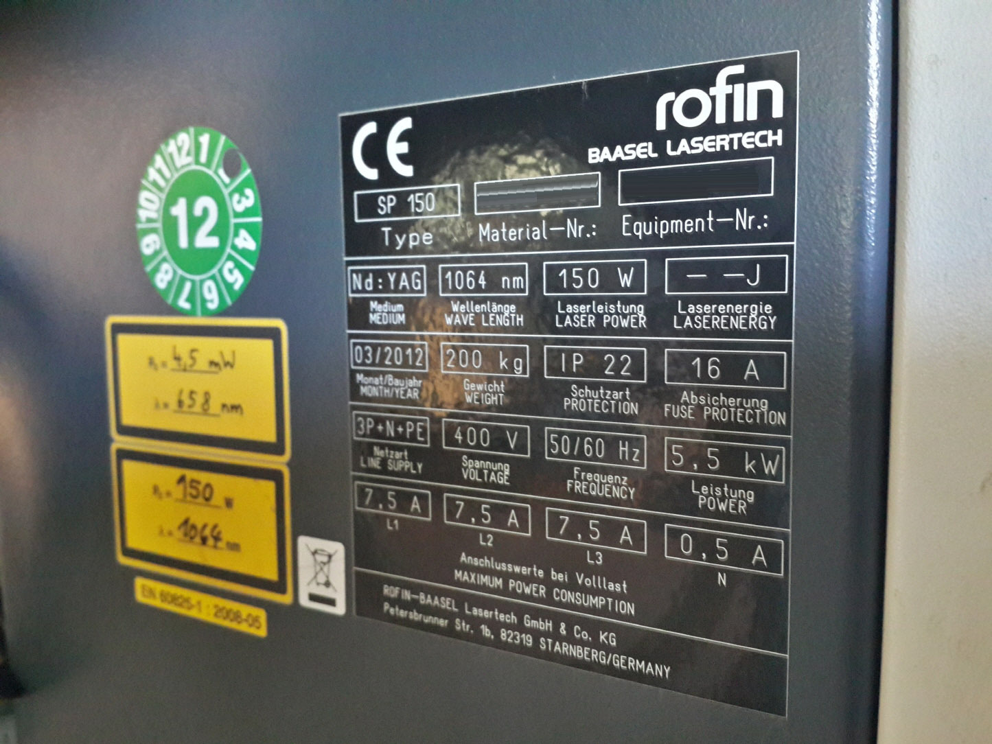 Photo Used ROFIN SINAR Starpulse  150 For Sale