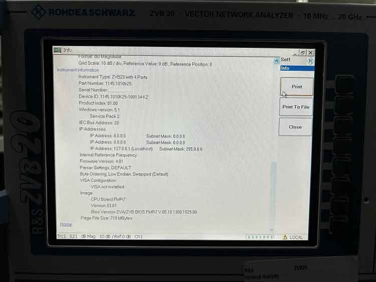 フォト（写真） 使用される ROHDE & SCHWARZ ZVB20 販売のために