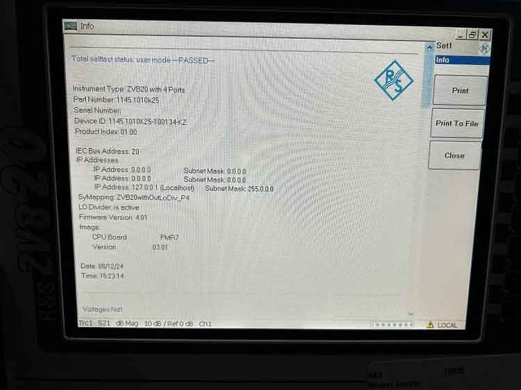 フォト（写真） 使用される ROHDE & SCHWARZ ZVB20 販売のために