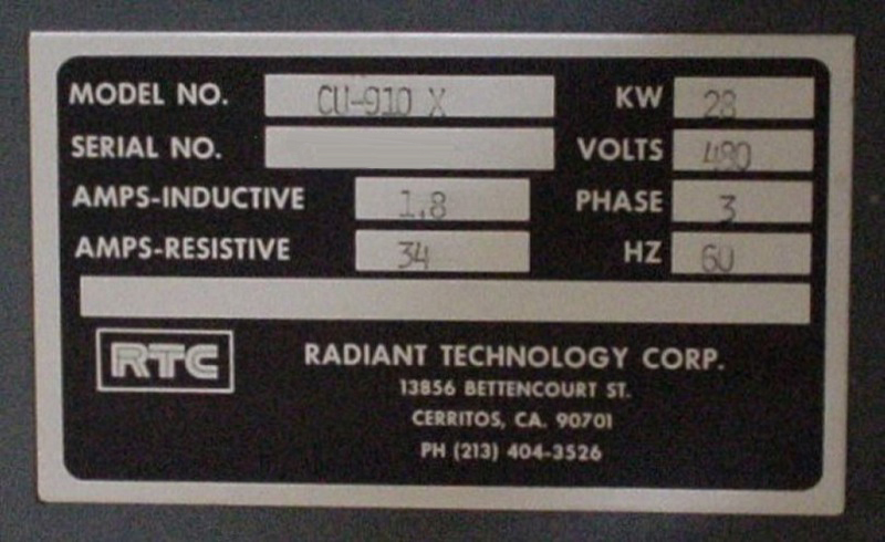 Photo Used RTC / RADIANT TECHNOLOGY CU 910X For Sale