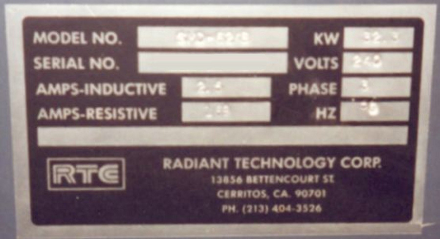 Photo Used RTC / RADIANT TECHNOLOGY SMD-624B For Sale