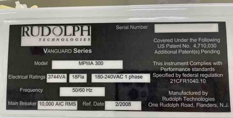 圖為 已使用的 RUDOLPH MPIIIA 300 待售
