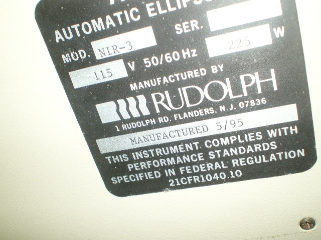Photo Used RUDOLPH NIR 3 For Sale