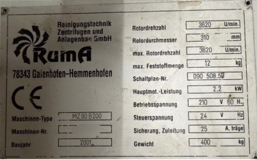 Photo Used RUMA MZ 90 B200 For Sale