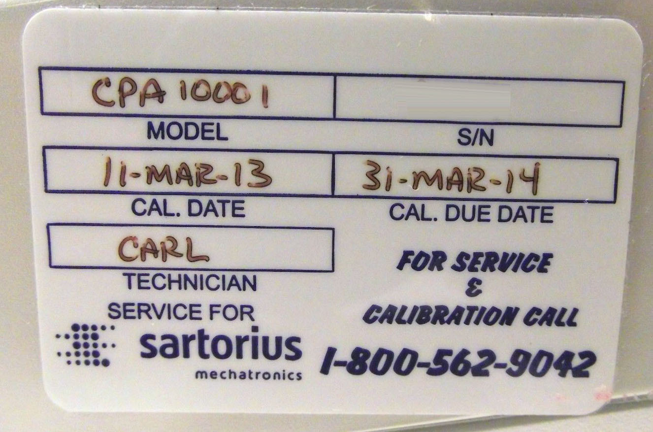 Photo Used SARTORIUS CPA 10001 For Sale