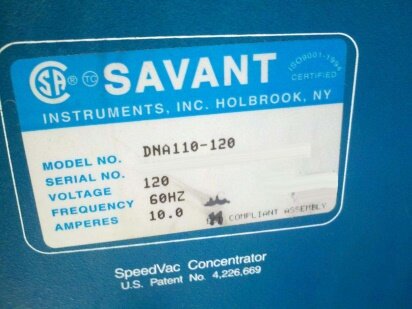 SAVANT / THERMO FINNIGAN DNA 110 SpeedVac #9007564