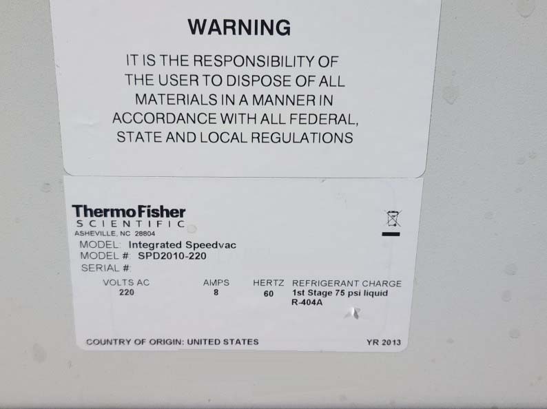 フォト（写真） 使用される SAVANT / THERMO FISHER SpeedVac SPD2010-220 販売のために