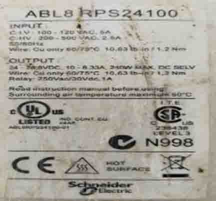 Photo Used SCHNEIDER ELECTRIC ABL8RPS24100 For Sale