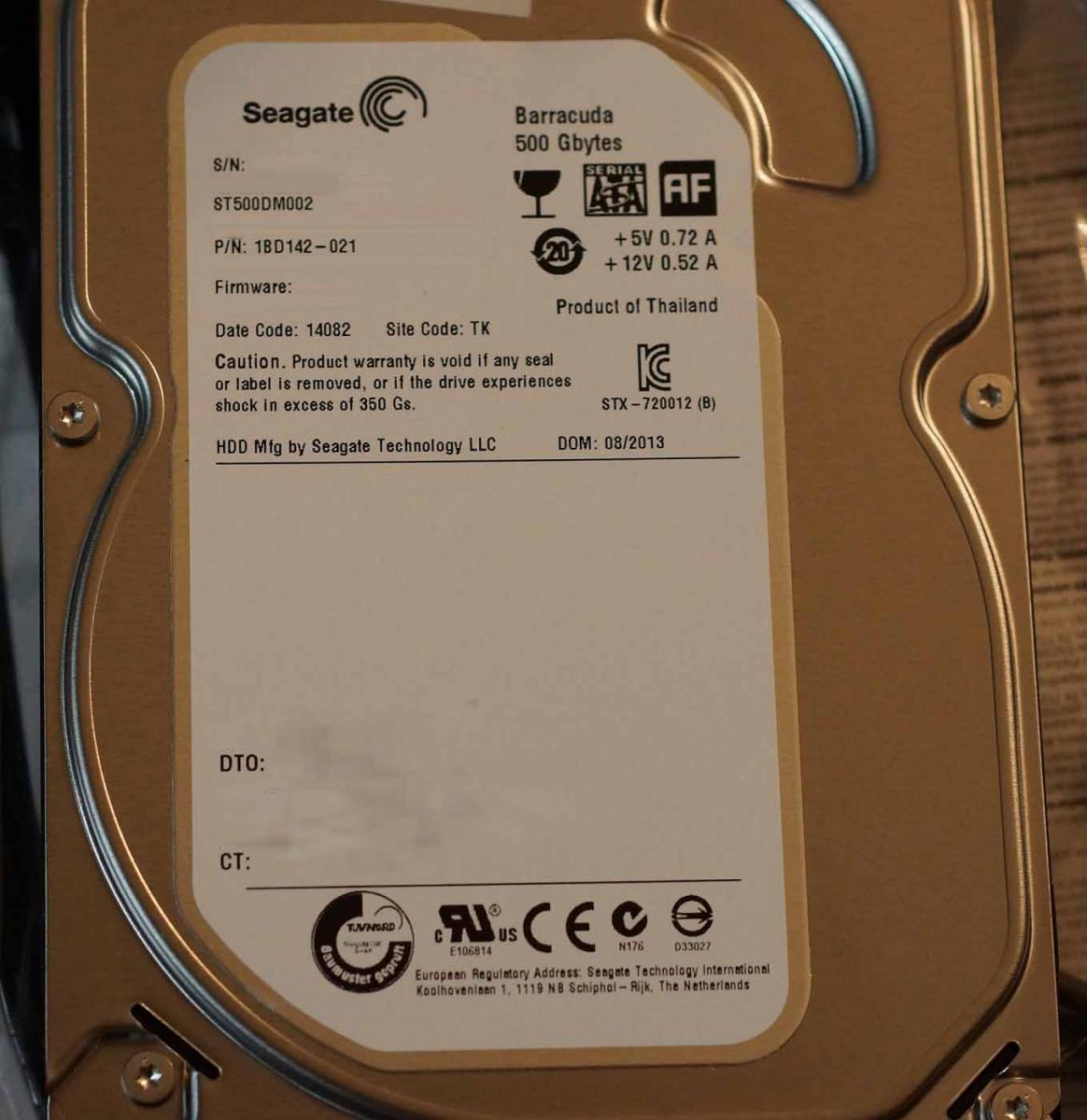 Photo Used SEAGATE ST500DM002 For Sale