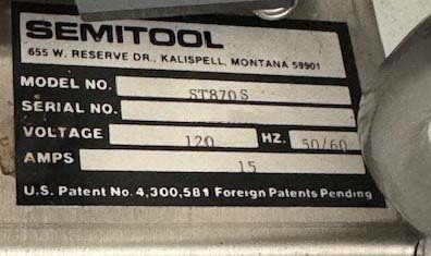 Foto Verwendet SEMITOOL / RHETECH ST-870S Zum Verkauf