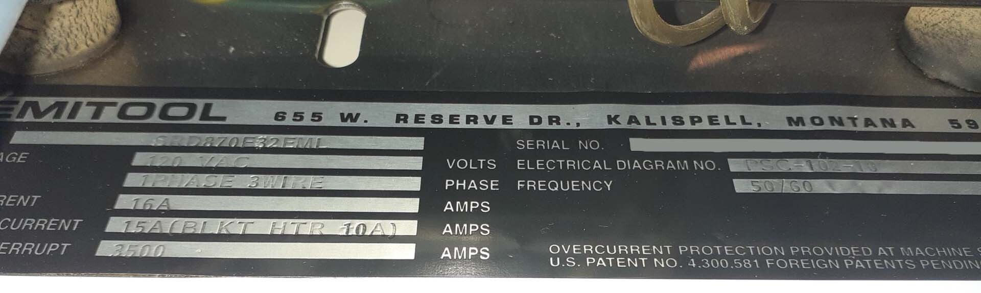 Photo Used SEMITOOL 870F For Sale