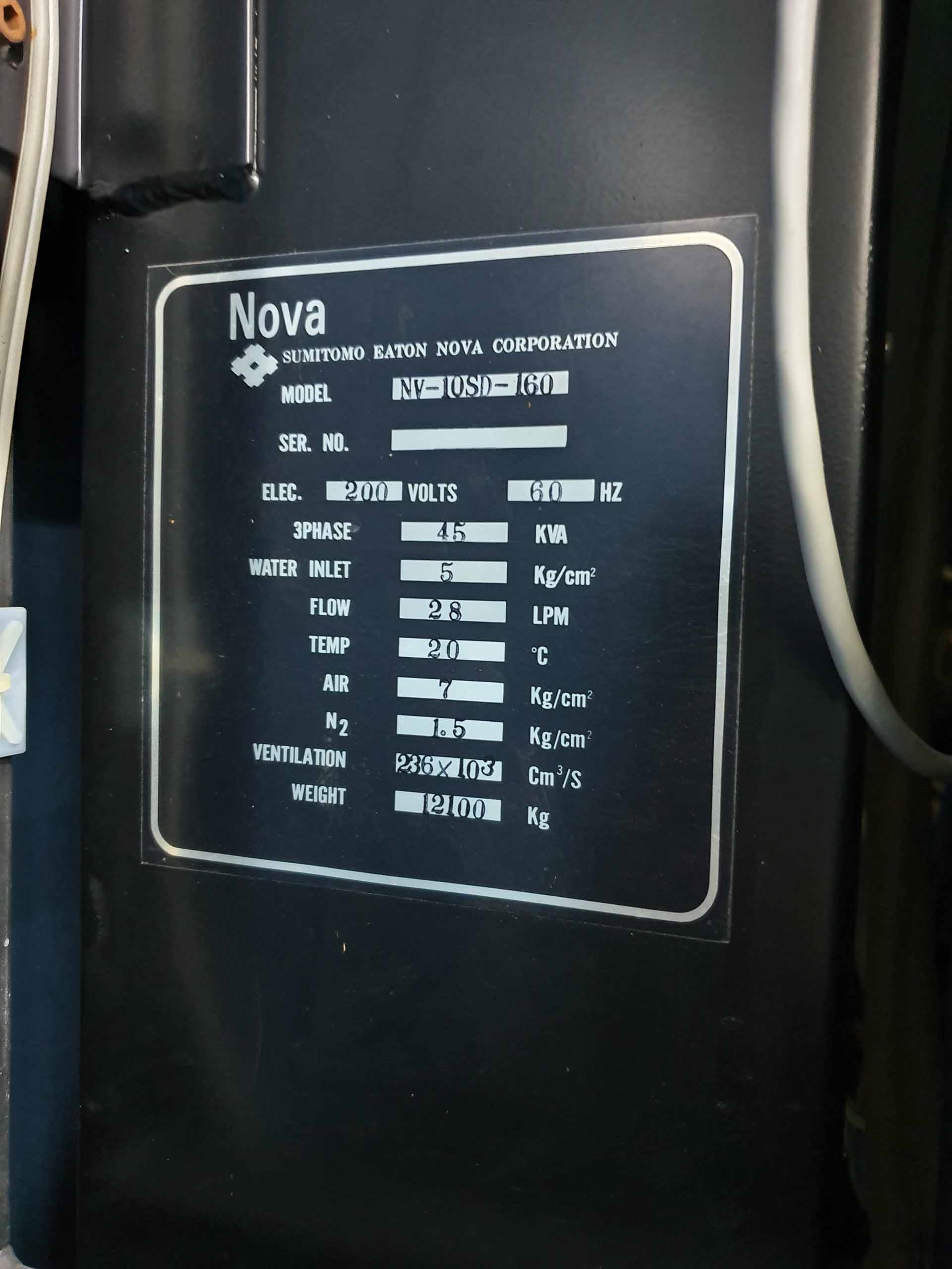 Photo Used SEN / SUMITOMO EATON NOVA NV 10SD-160 For Sale