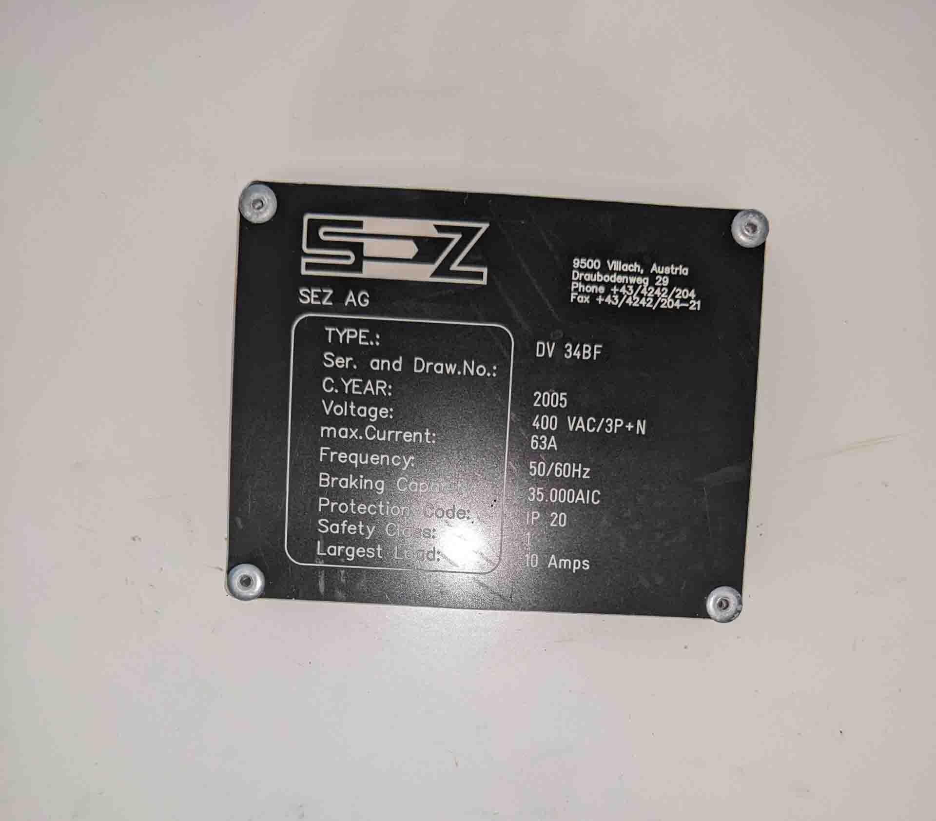 圖為 已使用的 SEZ / LAM RESEARCH DV-34 BF 待售
