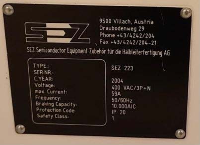 Photo Utilisé SEZ / LAM RESEARCH SP 223 À vendre