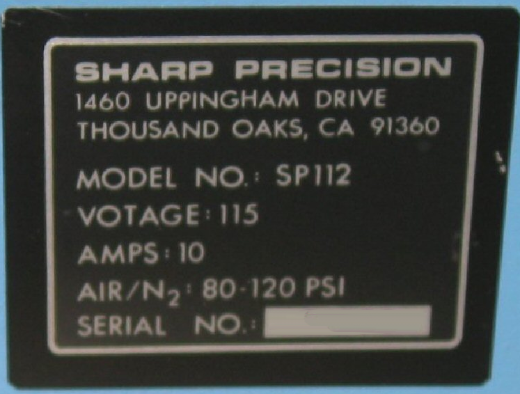 Photo Used SHARP PRECISION SP112 For Sale