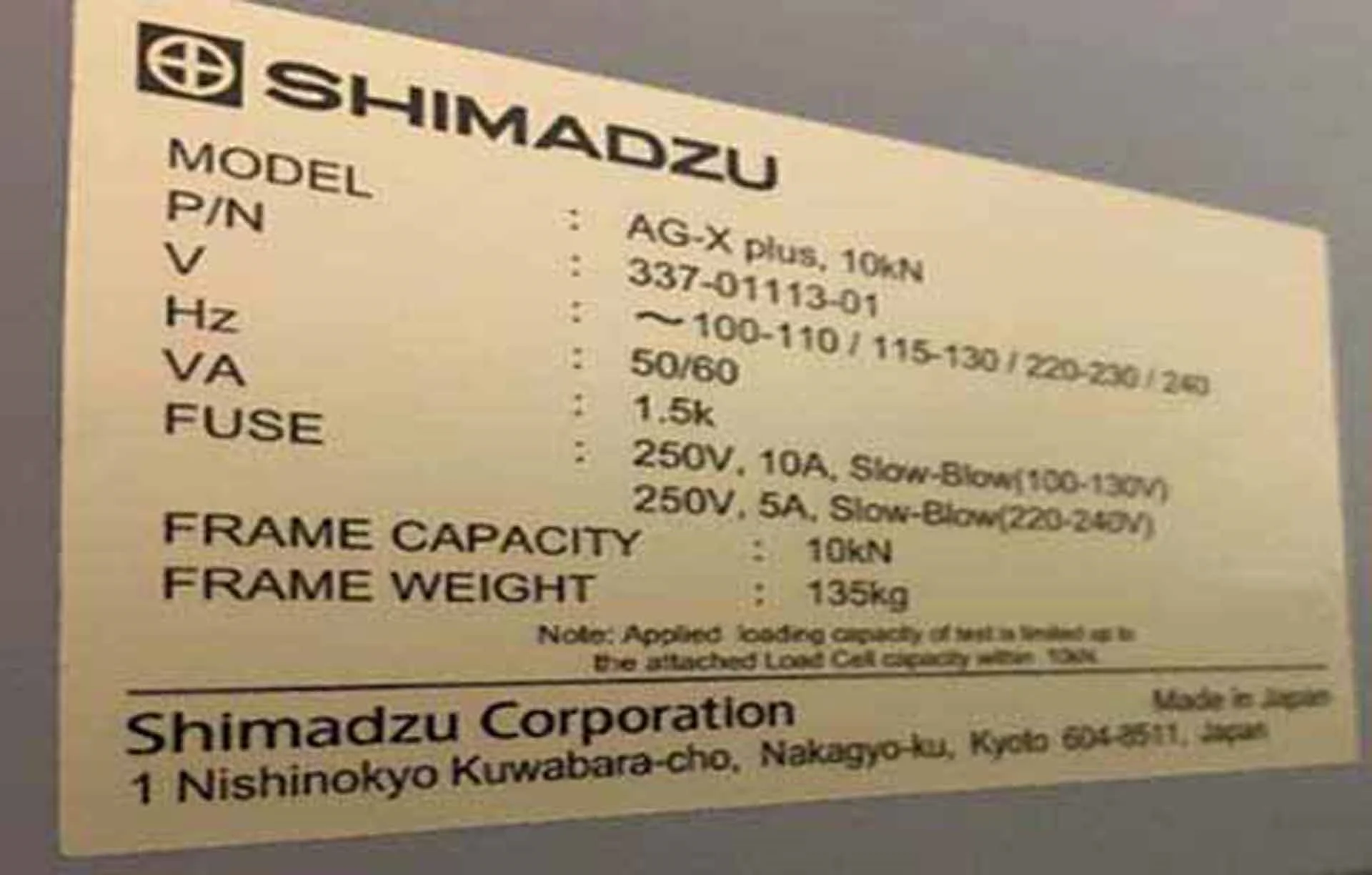 SHIMADZU AG-Xplus 10kN Electronic Test Equipment used for sale