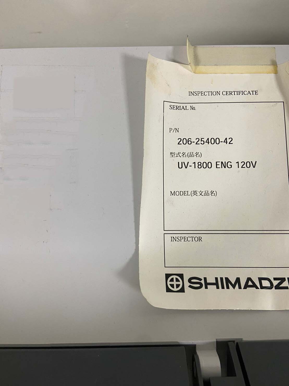 Photo Used SHIMADZU UV-1800 For Sale