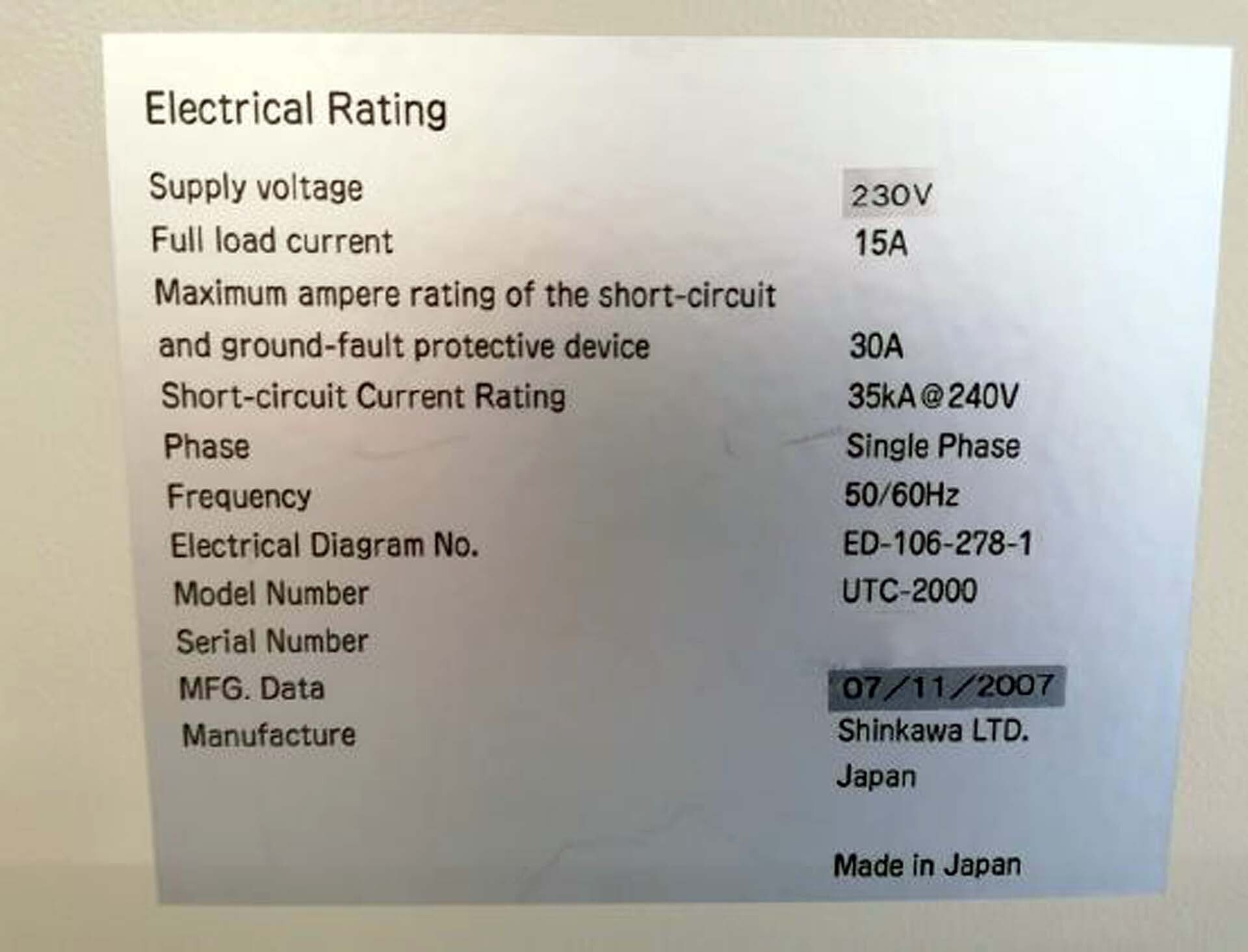 Photo Used SHINKAWA UTC-2000 Super For Sale