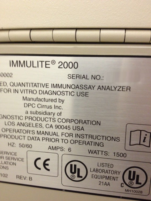 圖為 已使用的 SIEMENS / DPC Immulite 2000 待售