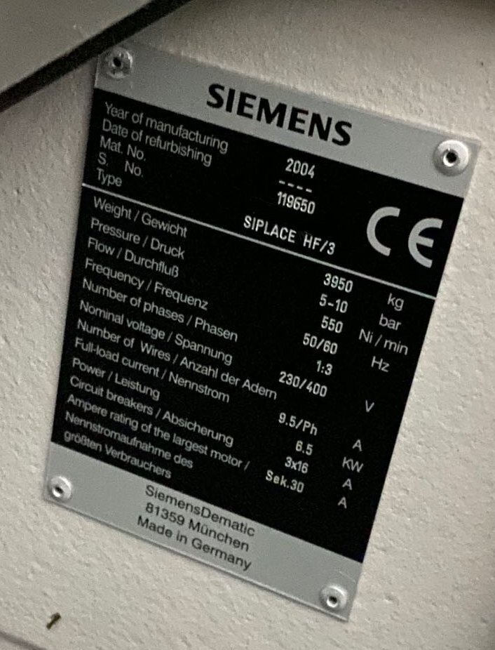 Photo Used SIEMENS Siplace HF3 For Sale