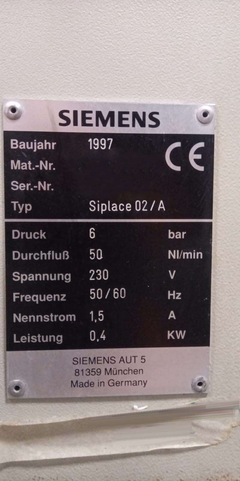 사진 사용됨 SIEMENS Siplace 02/A 판매용