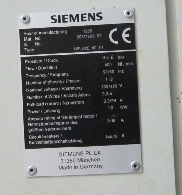 圖為 已使用的 SIEMENS Siplace 80 F4 待售