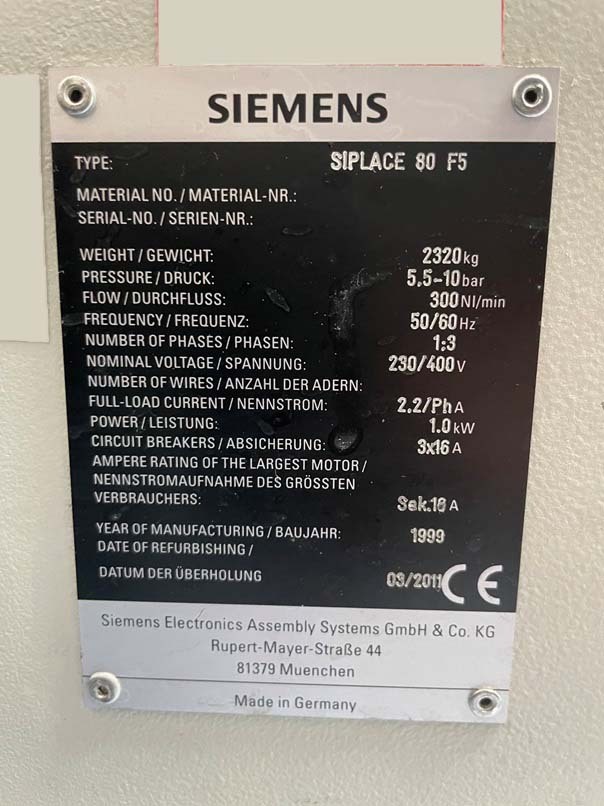 图为 已使用的 SIEMENS Siplace 80 F5 待售