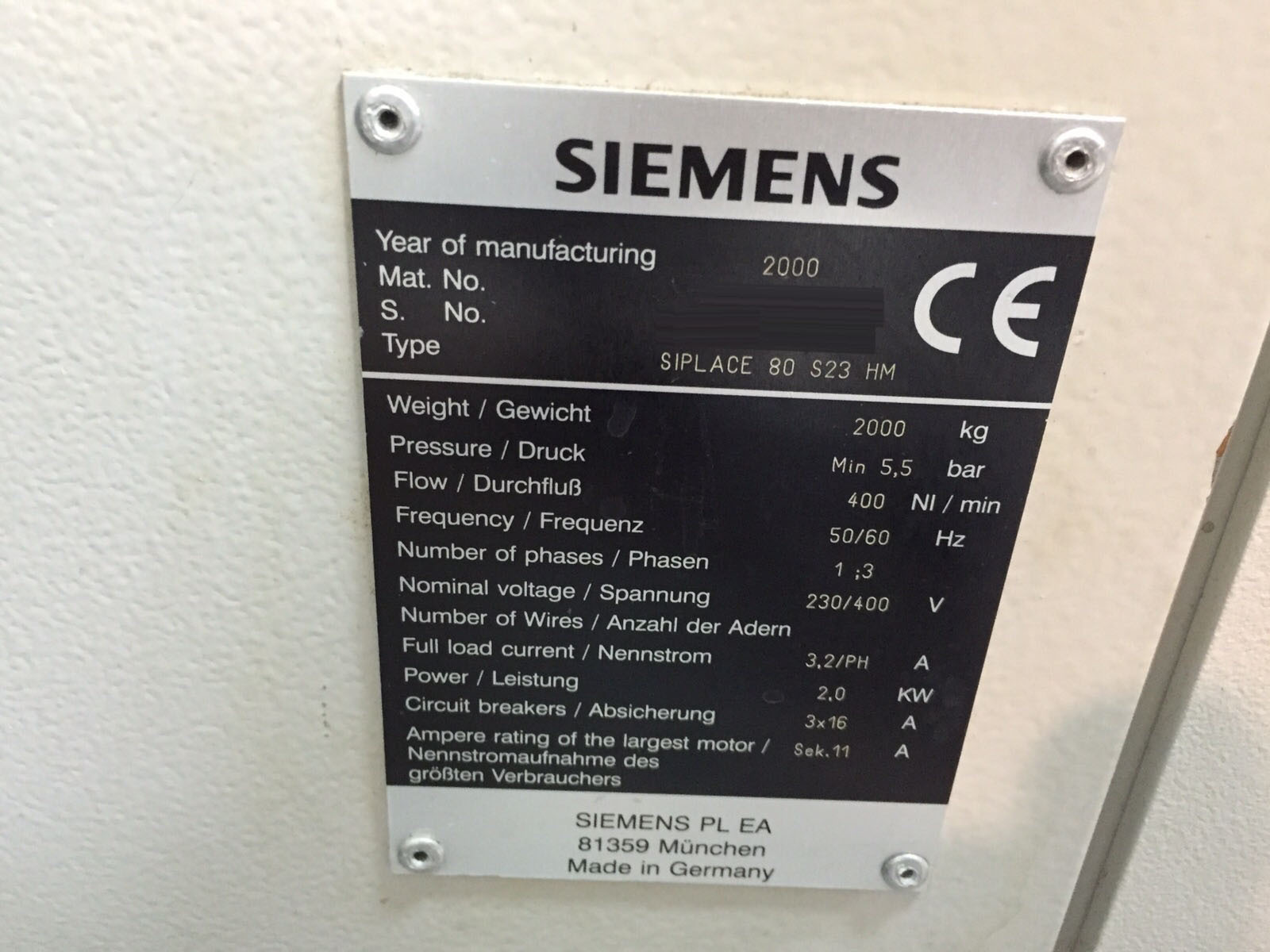 Photo Used SIEMENS Siplace 80 S23 HM For Sale