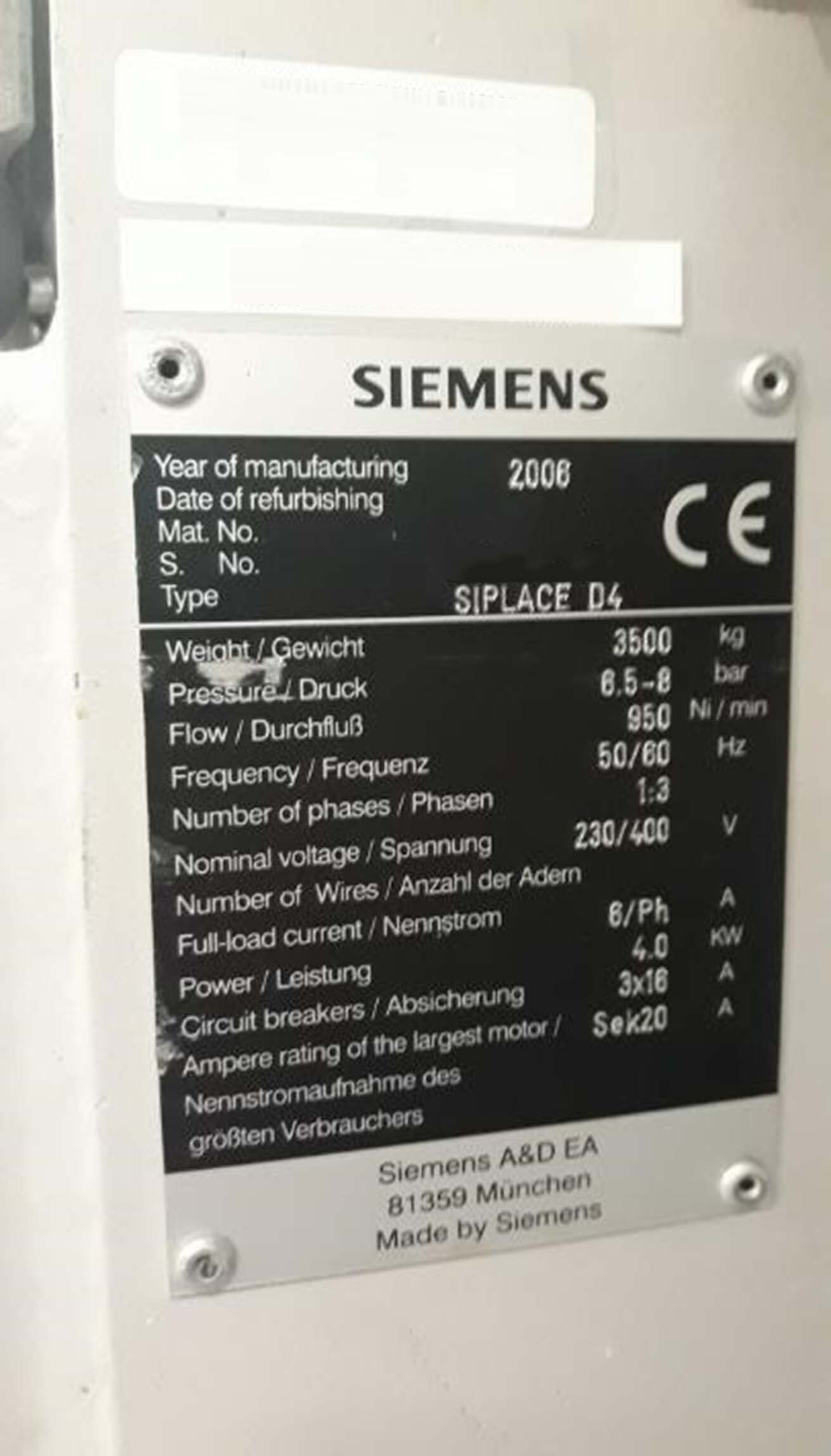 사진 사용됨 SIEMENS Siplace D4 판매용