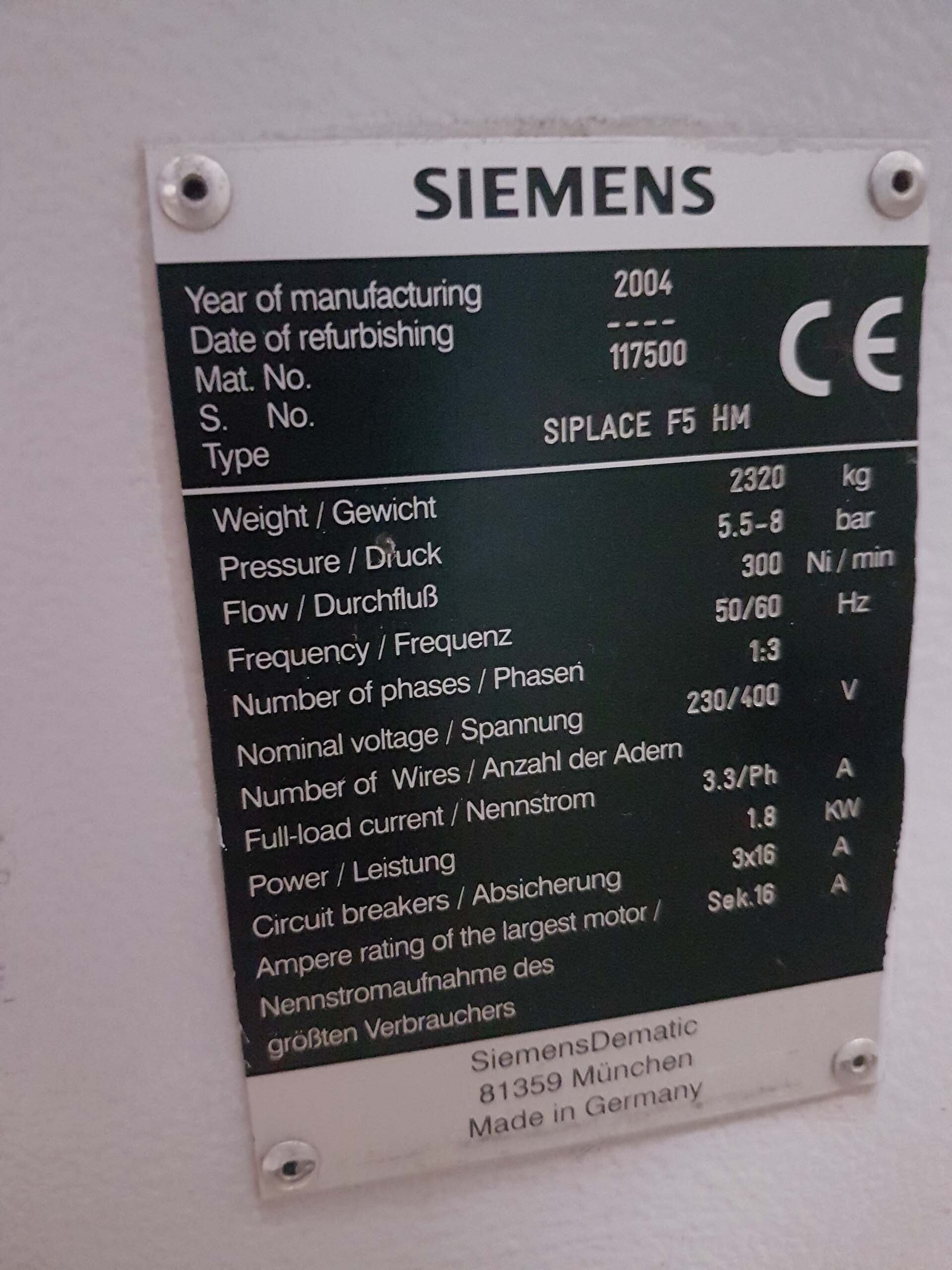Photo Used SIEMENS Siplace F5 HM For Sale