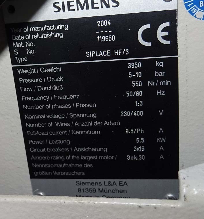 사진 사용됨 SIEMENS Siplace HF3 판매용