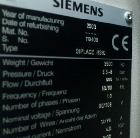 图为 已使用的 SIEMENS Siplace HS60 待售
