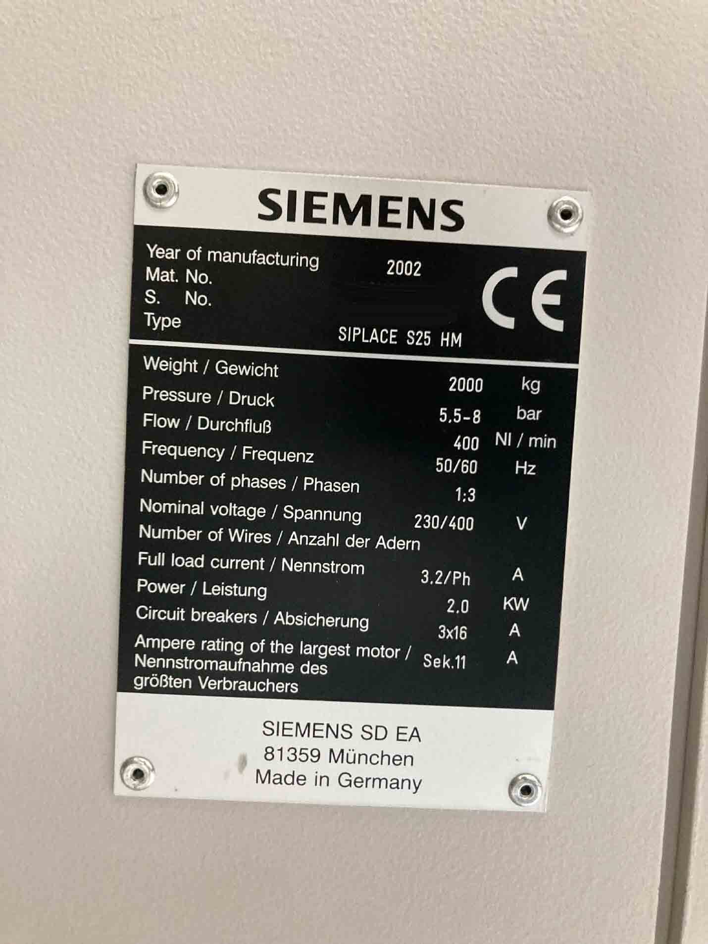 Photo Used SIEMENS Siplace S25 HM For Sale