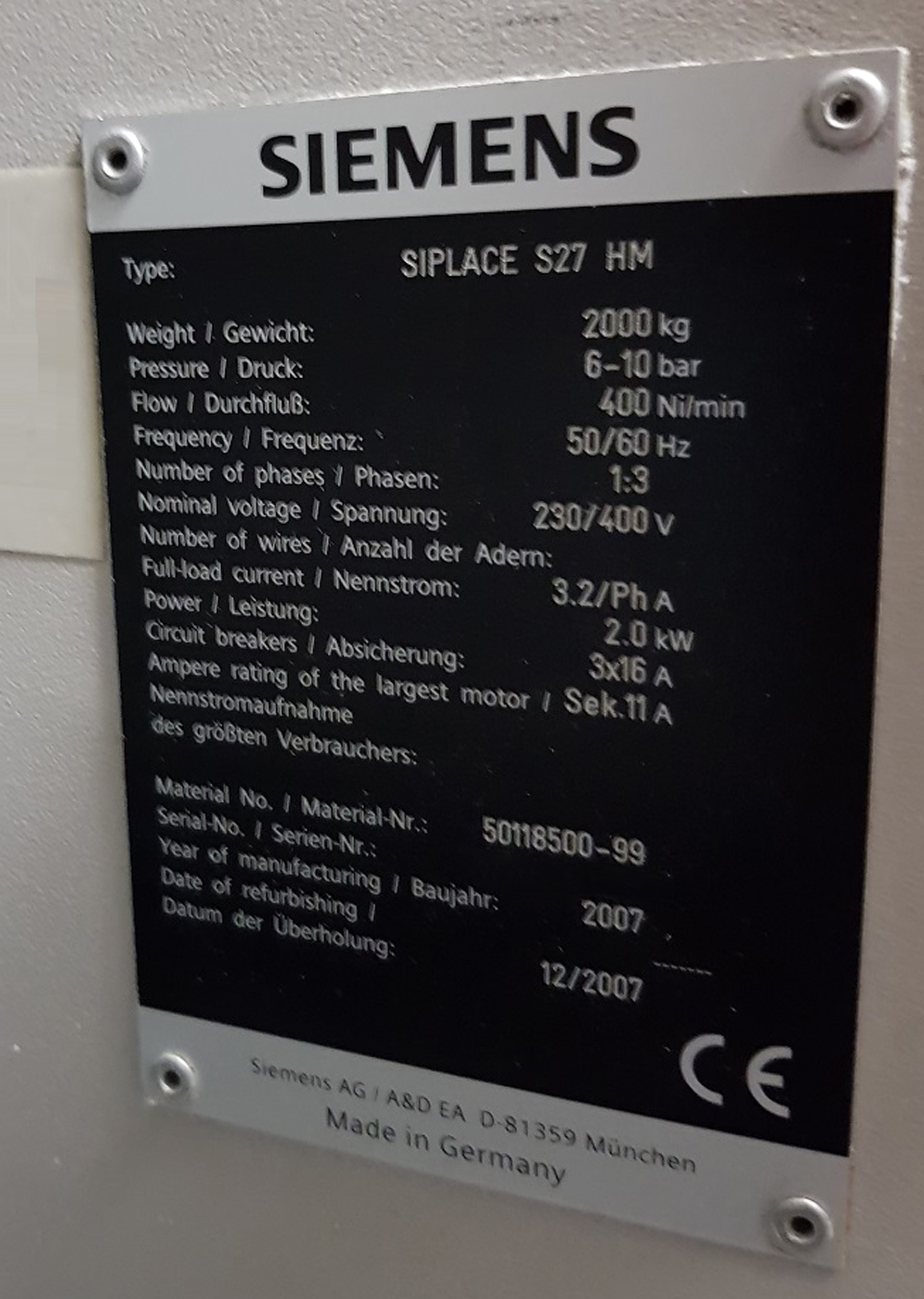 Photo Used SIEMENS Siplace S27 HM For Sale