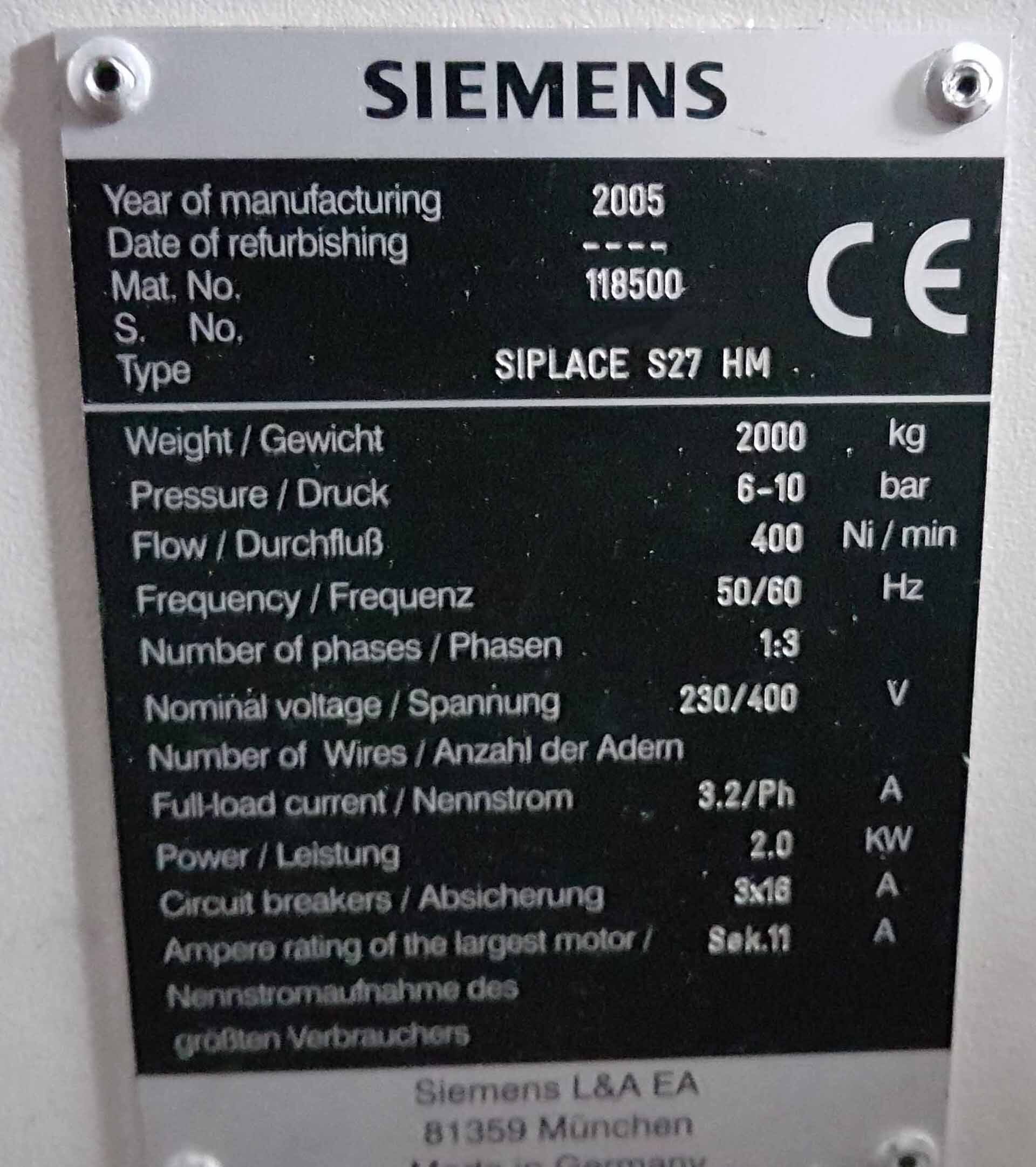 Photo Used SIEMENS Siplace S27 HM For Sale