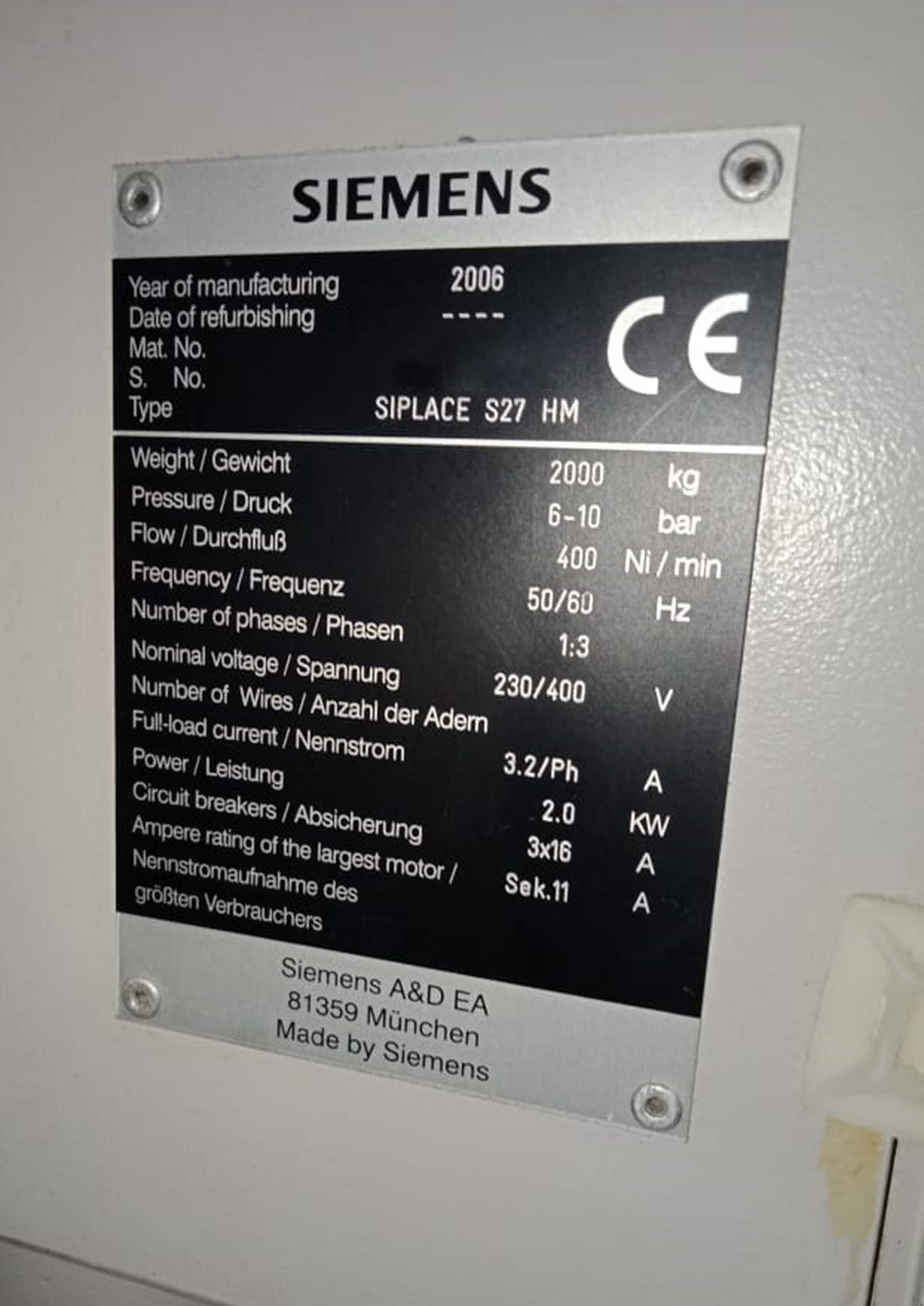 圖為 已使用的 SIEMENS Siplace S27 HM 待售