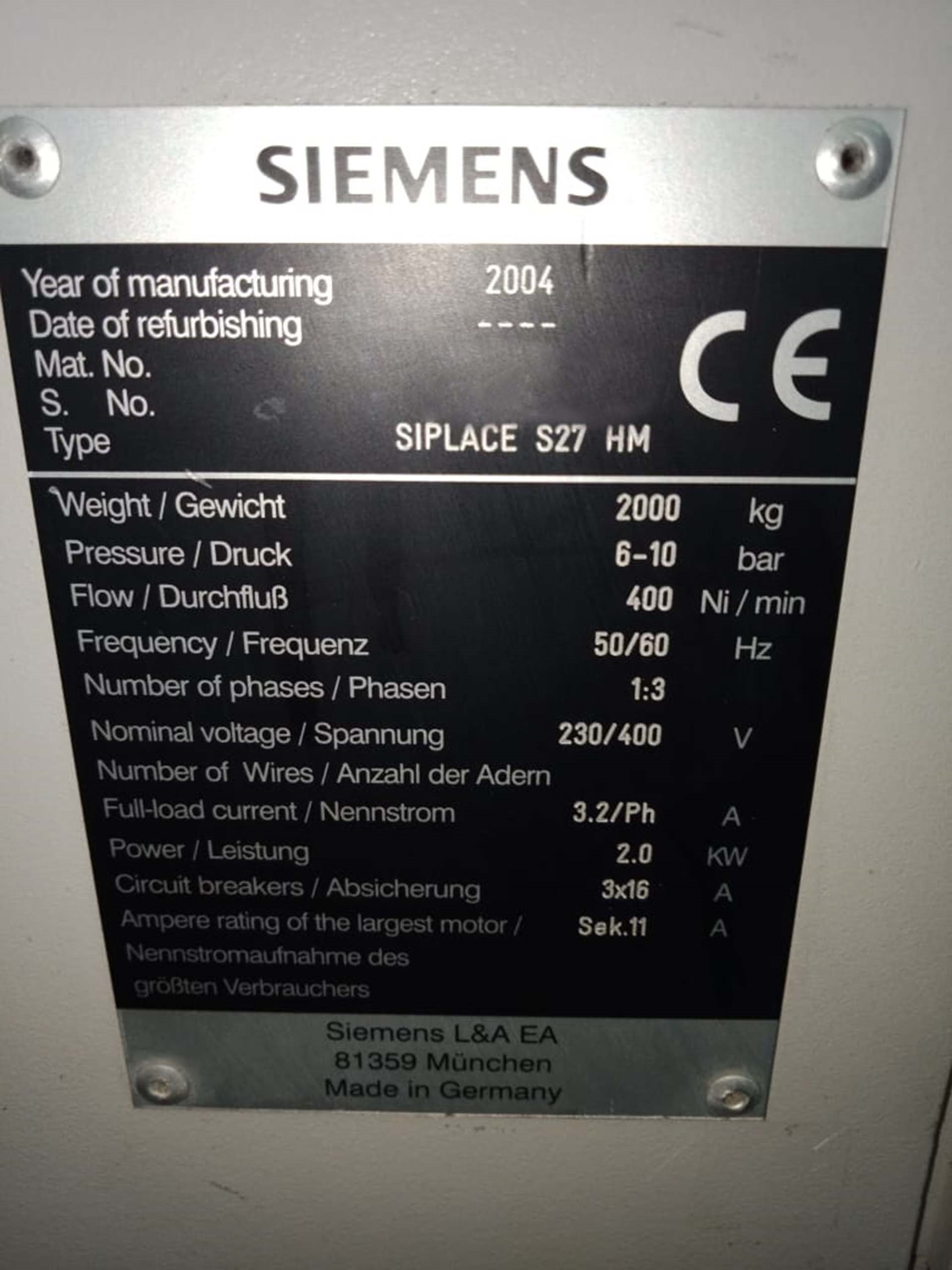 Photo Used SIEMENS Siplace S27 HM For Sale