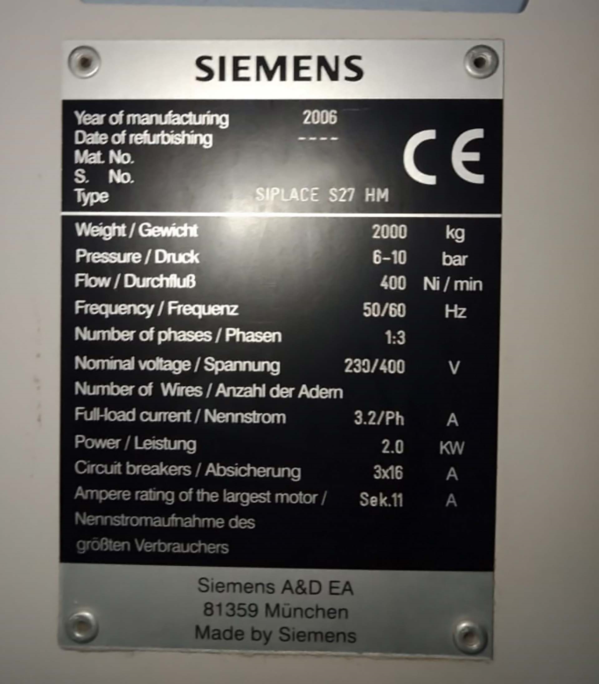 Foto Verwendet SIEMENS Siplace S27 HM Zum Verkauf