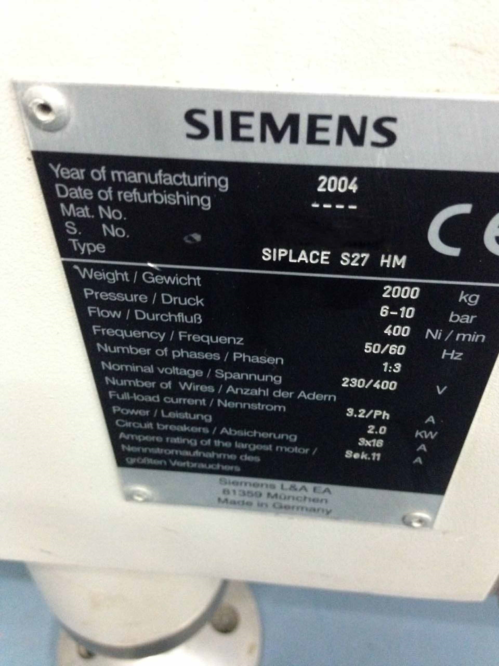 Photo Used SIEMENS Siplace S27 HM For Sale