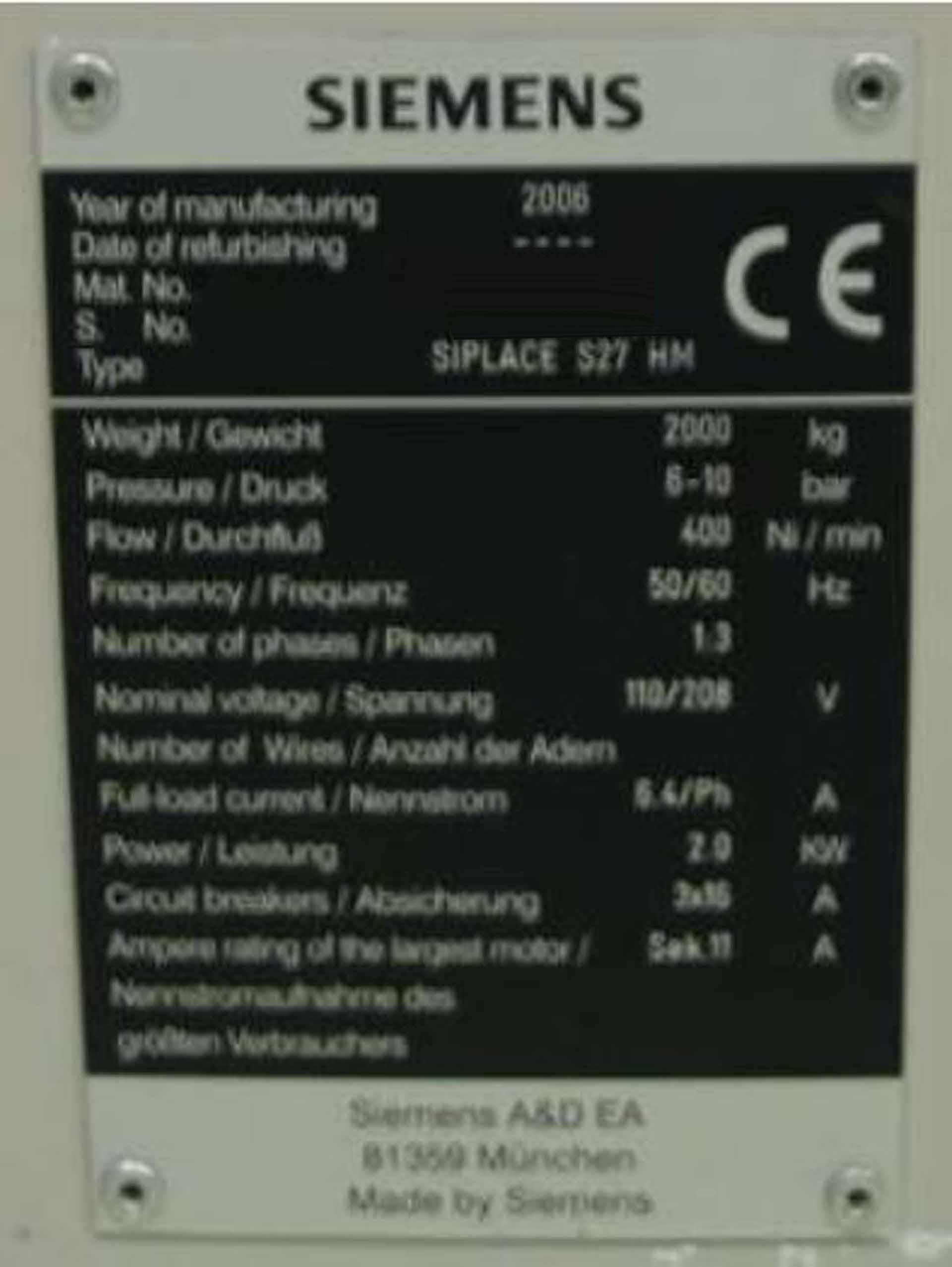 Foto Verwendet SIEMENS Siplace S27 HM Zum Verkauf