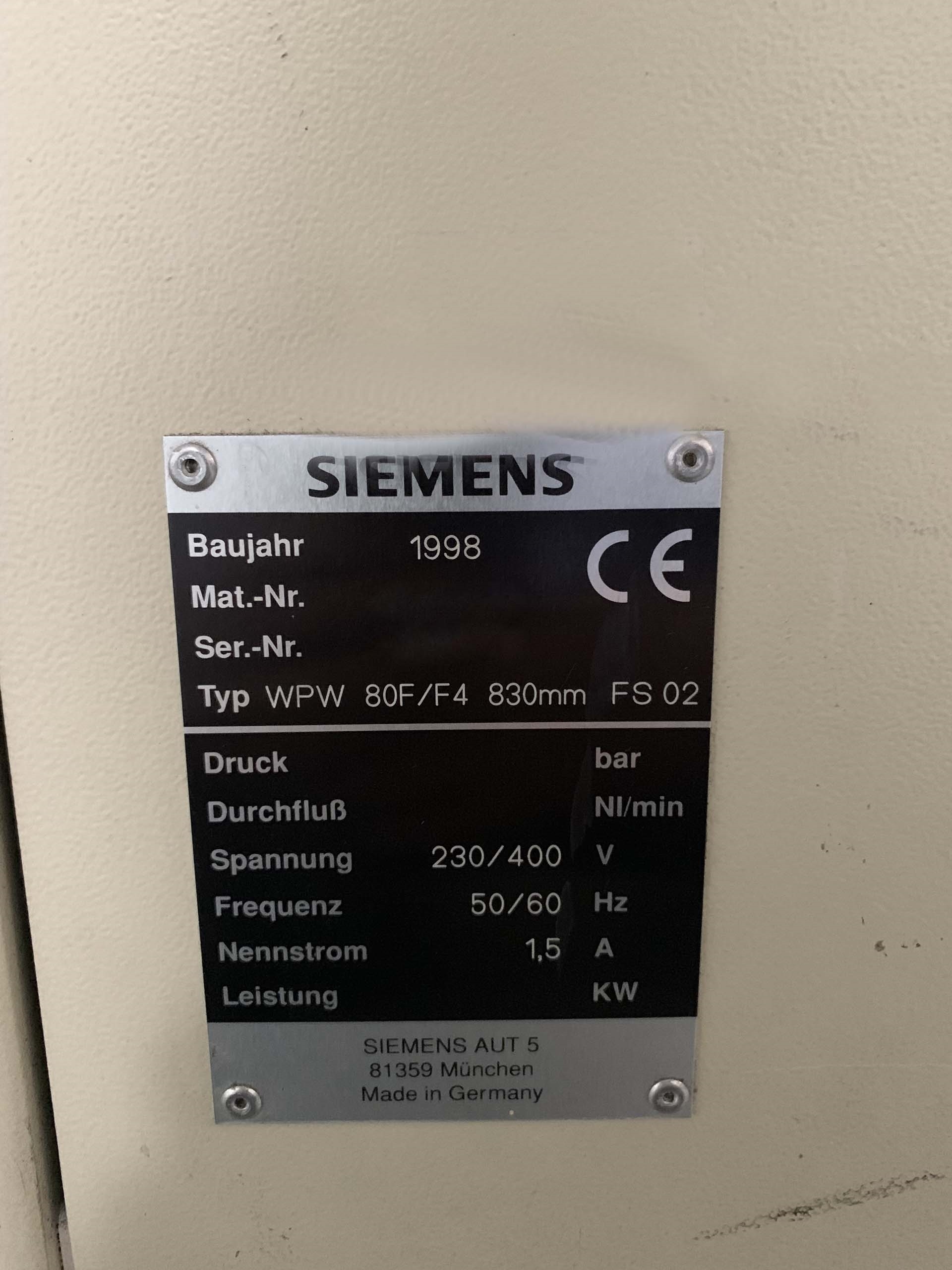 Photo Used SIEMENS WPW 80F/F4 For Sale