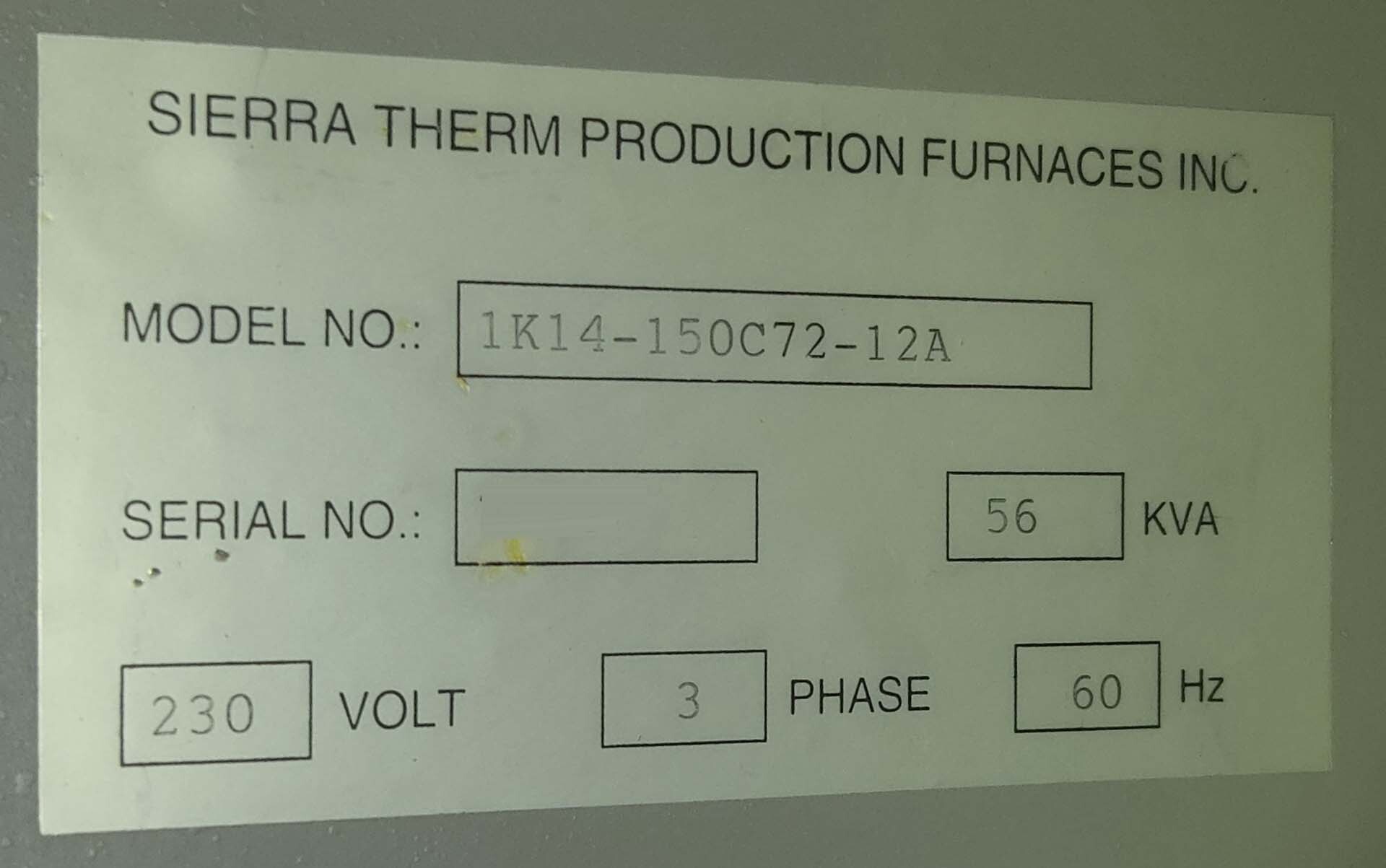 Photo Used SIERRA THERM 1K14-150C72-12A For Sale