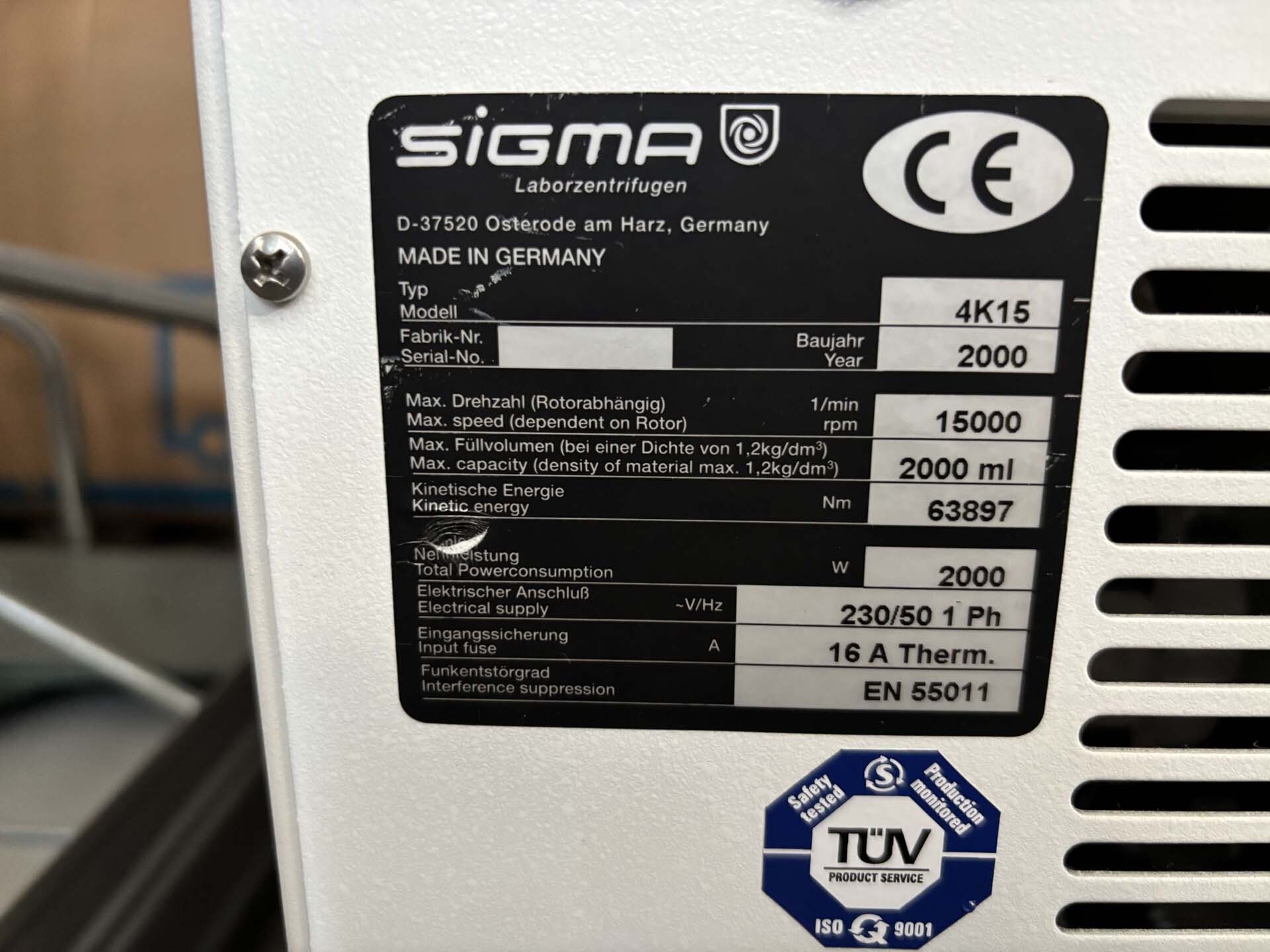 圖為 已使用的 SIGMA 4K15 待售