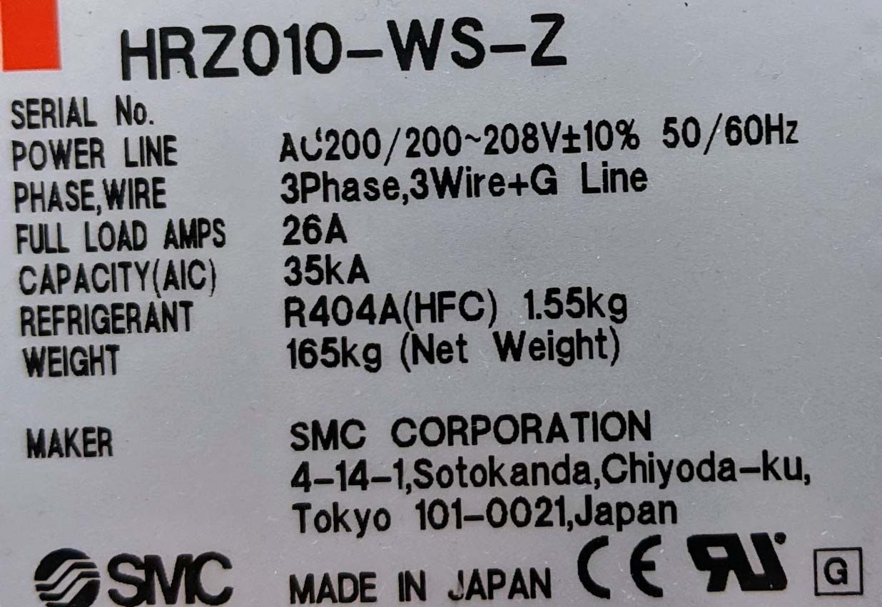 SMC HRZ010-WS-Z Chiller used for sale price #293798830 > buy from CAE