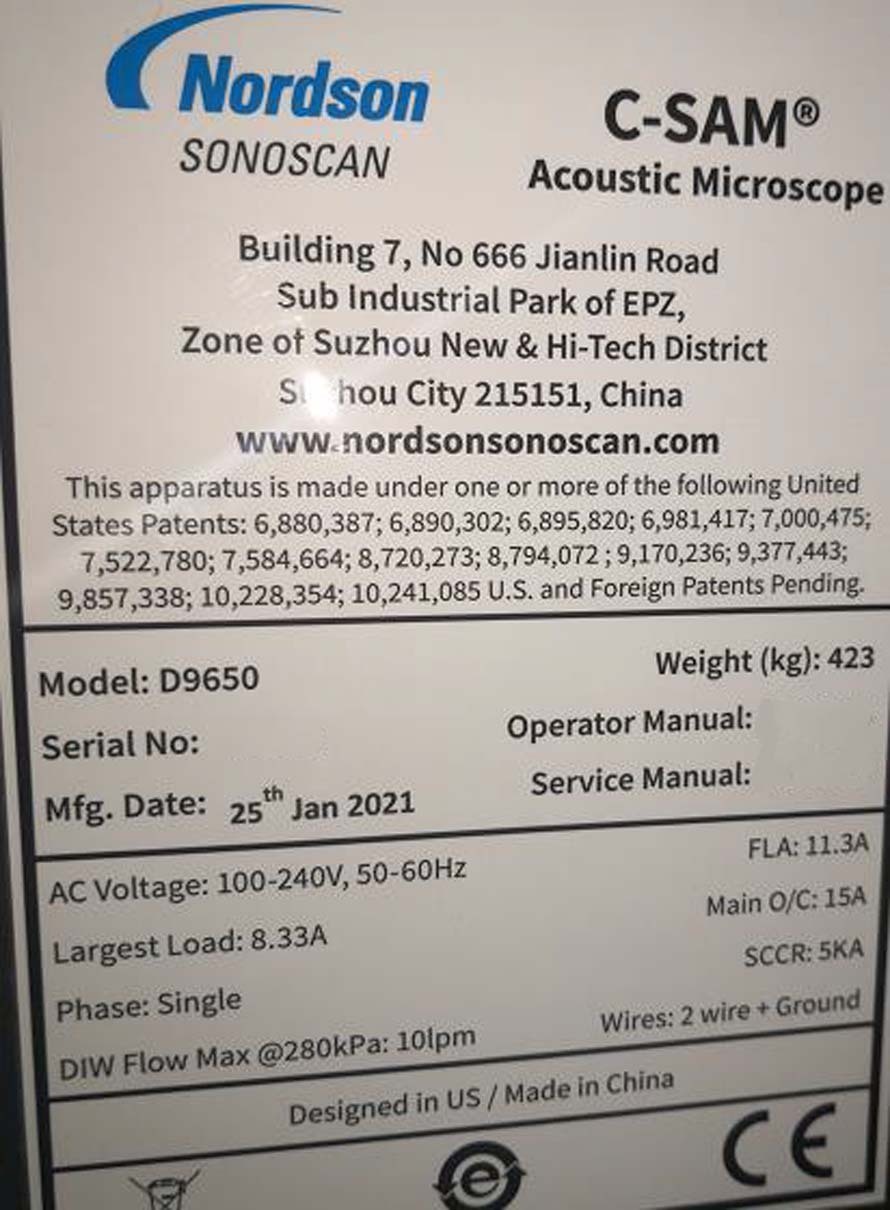 Photo Used NORDSON / SONOSCAN D9650H For Sale